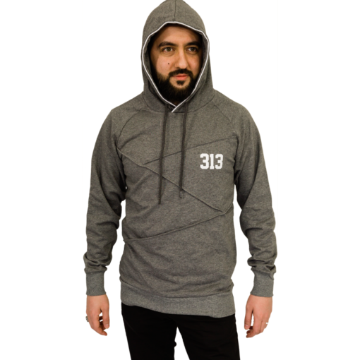 313 Zigzag Patterned Hoodie - Granitgrå
