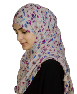Flower beige/lila hijab