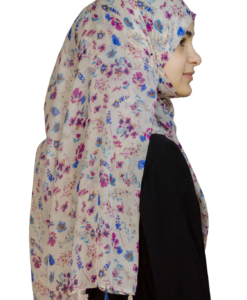 Flower beige/lila hijab