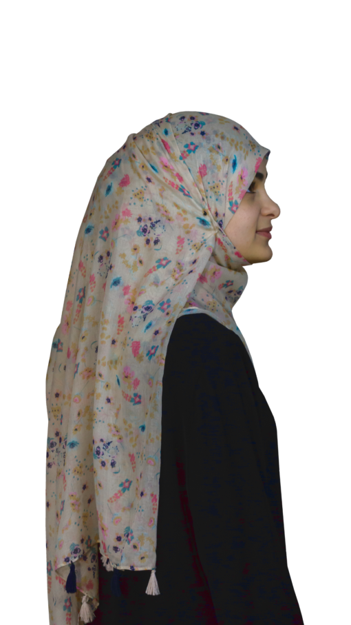 Flower beige hijab